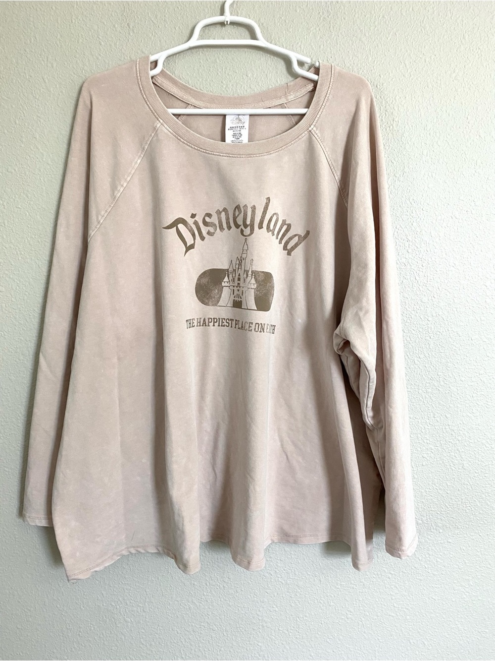 Disney Beige Lightweight Long-Sleeve Sweatshirt with Castle Graphic